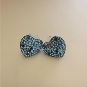 Betsey Johnson Sparkly Heart Earrings